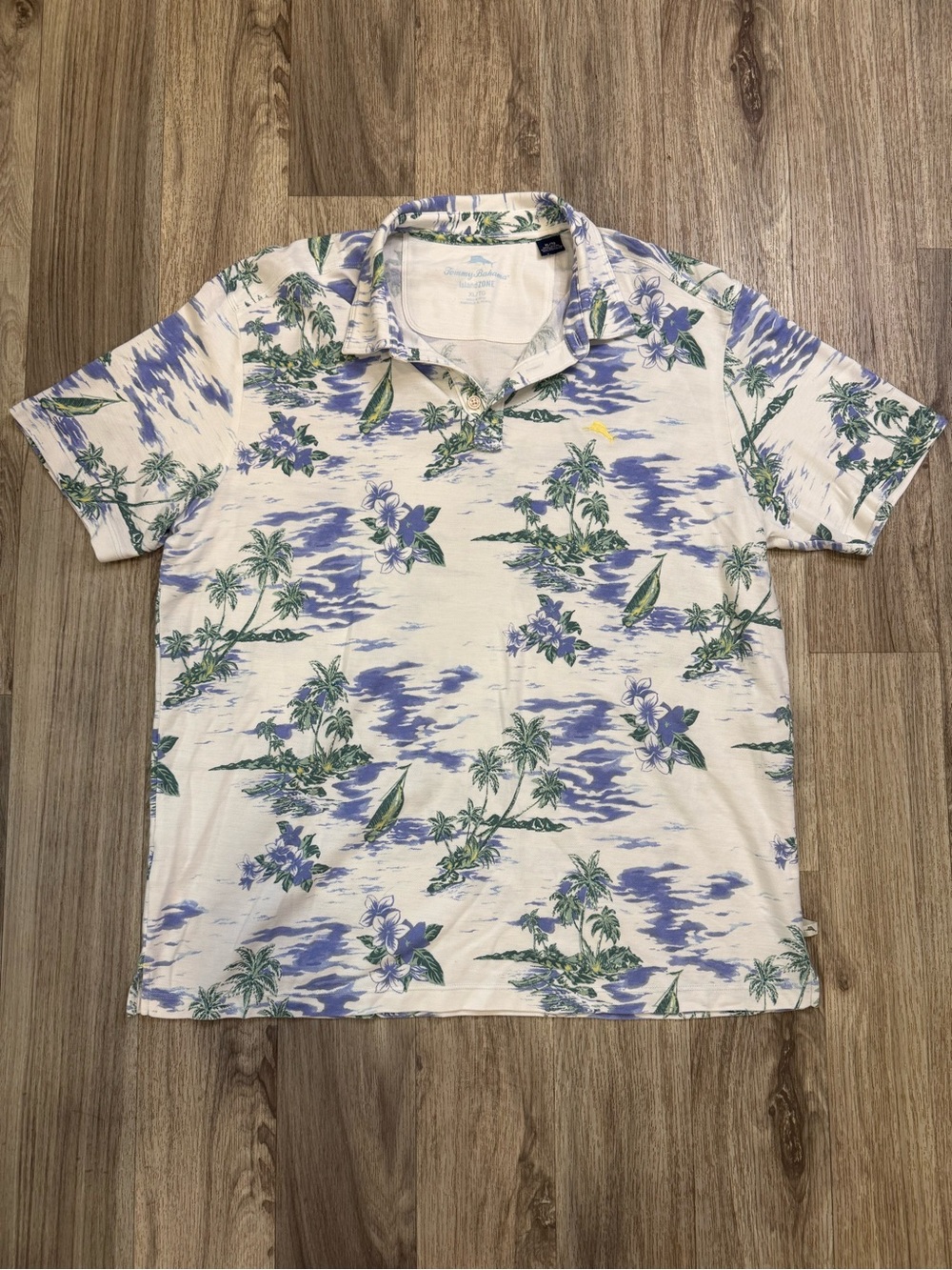 Tommy Bahama IslandZone Polo Shirt Men’s XL Tropical Hawaiian Palm Sailboat